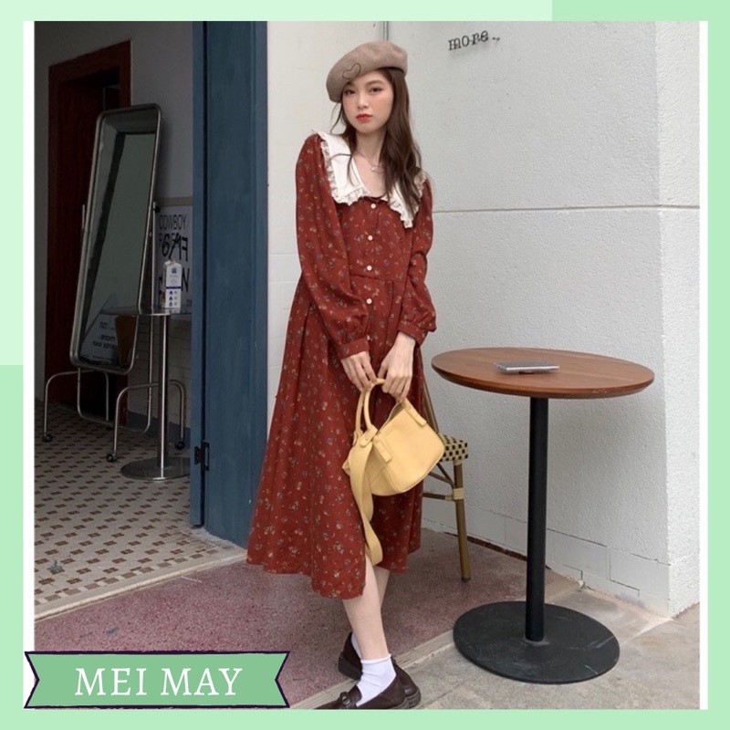 Đầm tiểu thư vintage cổ điển thu đông 3 màu