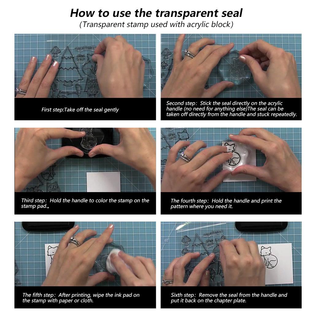 Bộ Con Dấu Silicone Trong Suốt Thiết Kế Đơn Giản Trang Trí Sổ Tay