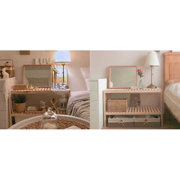 [ Ảnh thật] Kệ gỗ 2 tầng 80cm x 26cm x 50cm (Dài x Rộng x Cao)