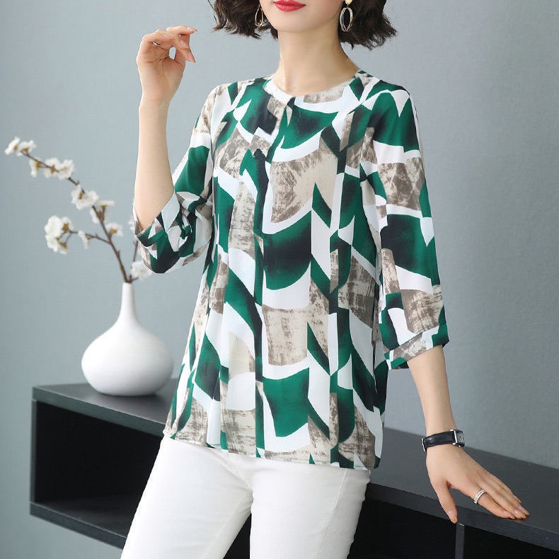 Áo Thun Lụa Lạnh Tay Dài Dáng Rộng Thời Trang Mùa Hè Dành Cho Nữ