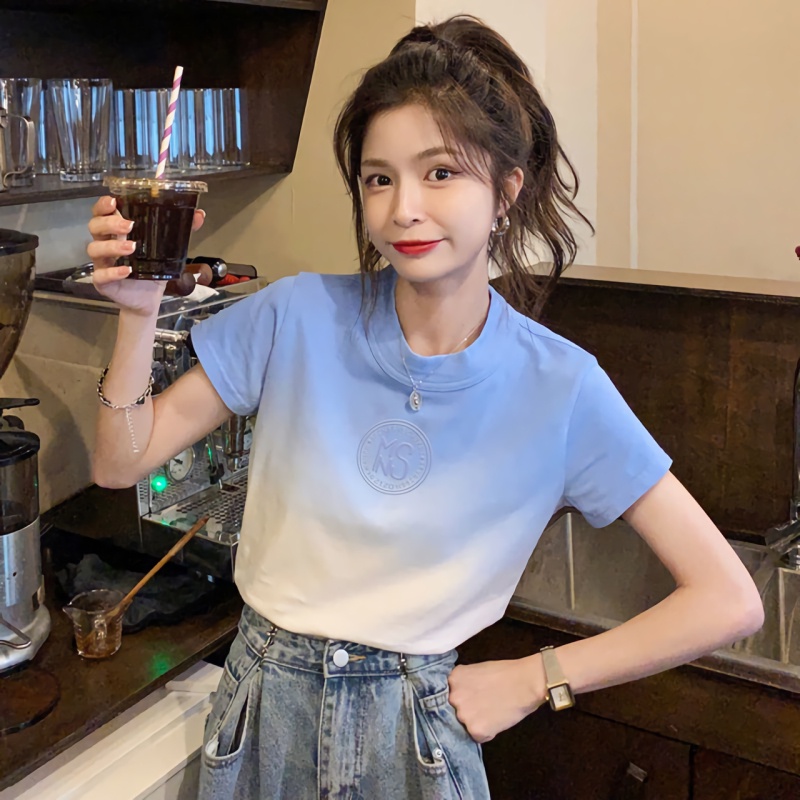 2241✨ Áo Thun Cotton Cổ Tròn Tay Ngắn Dáng Rộng Nhuộm Màu Độc Đáo Thời Trang Mùa Hè Hàn Quốc 2021