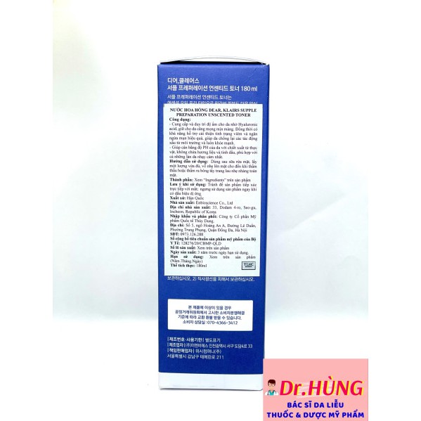 ✅[Chính Hãng] Nước Hoa Hồng Klairs Supple Preparation Unscented (Không Mùi ) và Facial (Có Mùi ) 180ml