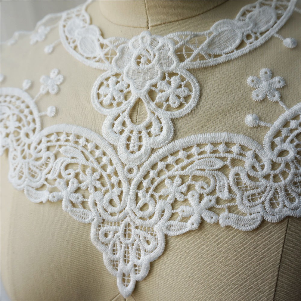 Vải Ren Thêu Cổ Áo Cưới Cho Cô Dâu