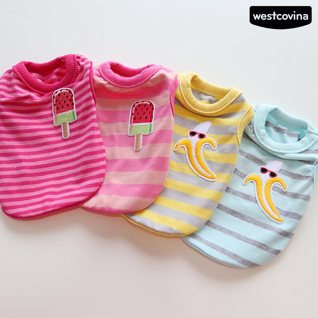 [Mới]♞Áo Thun Họa Tiết Sọc Thoáng Khí Thời Trang Dành Cho Thú Cưng