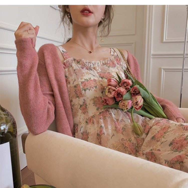 Đầm voan hoa hai dây dáng dài thời trang mùa hè Pháp cho nữ | BigBuy360 - bigbuy360.vn