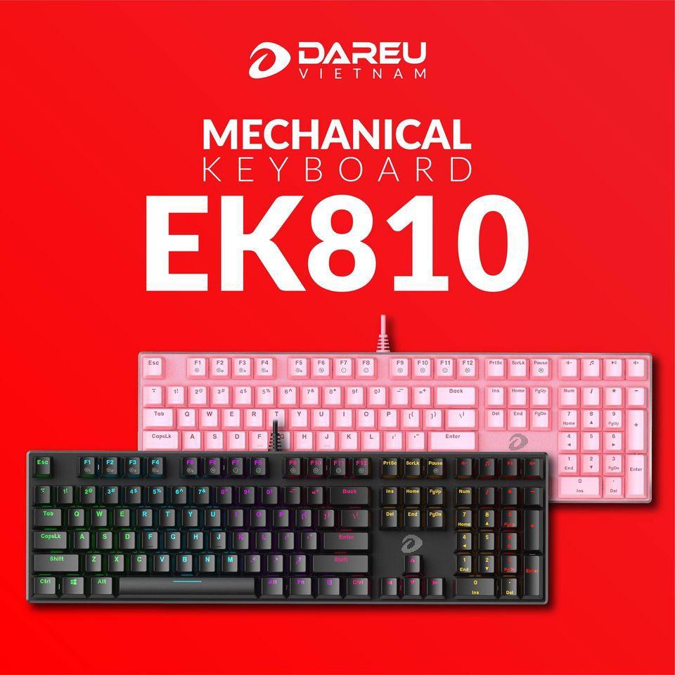 [Mã 267ELSALE hoàn 7% đơn 300K] Bàn phím cơ Gaming DAREU EK810 104KEY-Bảo hành 24 T