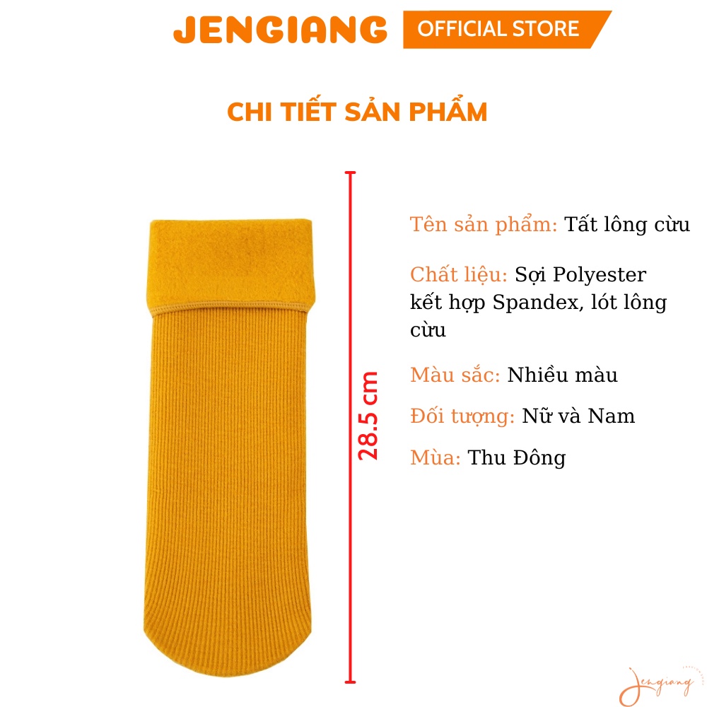 Tất lông cừu mùa thu đông Jengiang - Vớ len lông cừu cao cổ giữ nhiệt - Tất vớ nhung ống thẳng giữ ấm