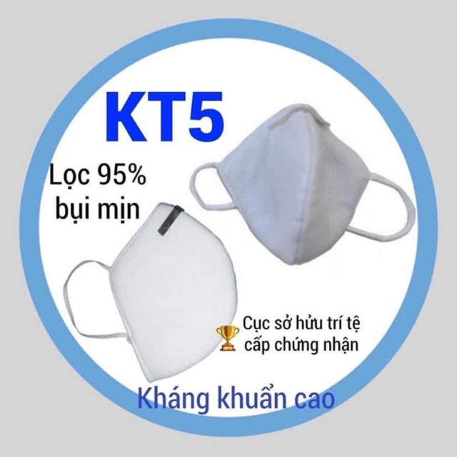 Combo 5 khẩu trang KT5 khánh khuẩn, chống bụi, dùng nhiều lần