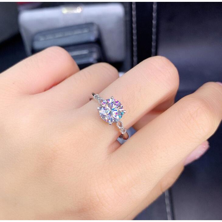 Thời trang bốn móng vuốt vòng S925 cao carbon kim cương nhẫn cho phụ nữ