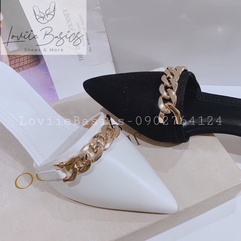 GUỐC CAO GÓT LOVIIE BASICS - SỤC CAO GÓT MŨI NHỌN KHÓA XÍCH ĐỒNG THỜI TRANG D201288