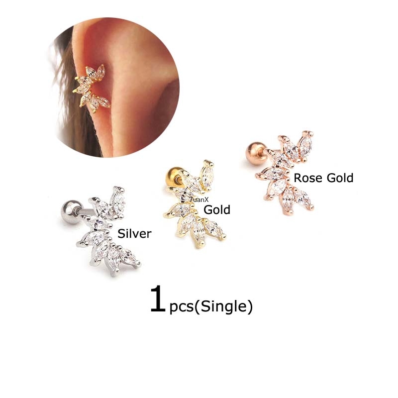 1 Chiếc Bông Tai Bằng Đồng Đính Đá Zircon 6mm
