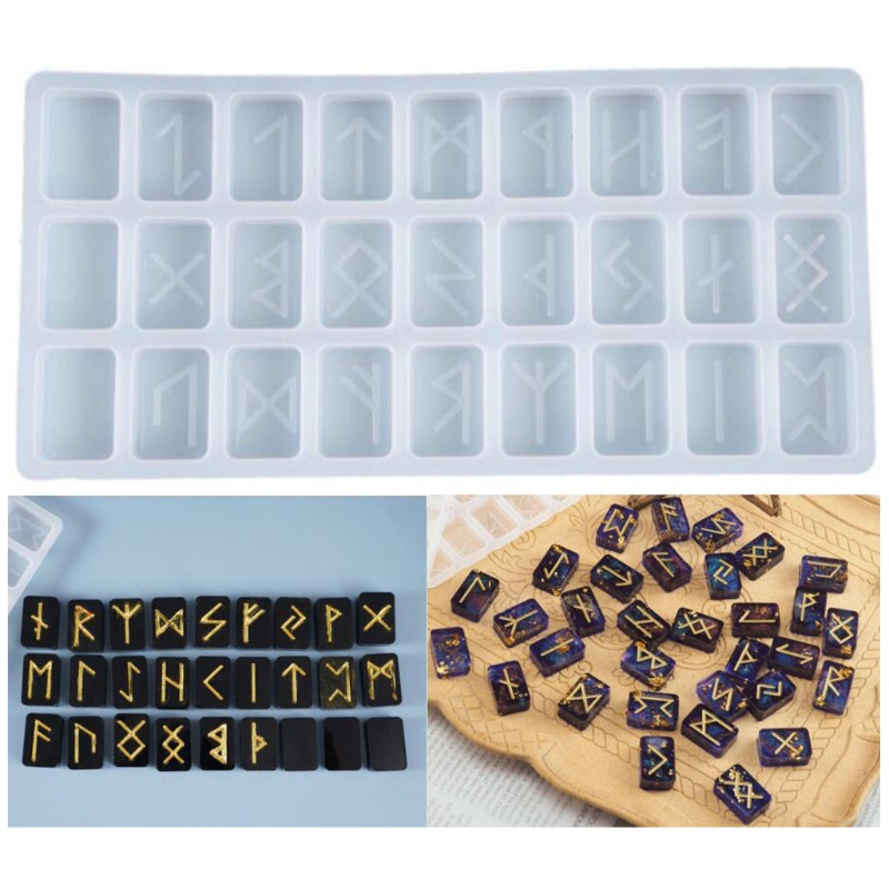 Set 2 Khuôn Silicon Epoxy Resin Biểu Tượng Runes Cho Bàn Chơi Game Viking