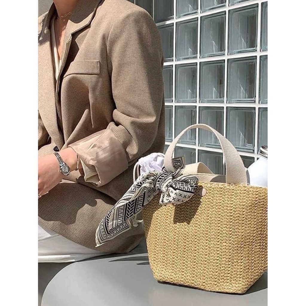 Túi Cói Cầm Tay Bản To FREESHIPTúi đeo vai GaLiCiCi bằng vải rơm dệt thời trang đi biển cho nữ TBB21