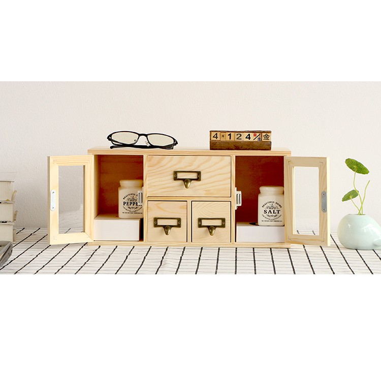 Kệ Để Bàn, Tủ Mini Gỗ Thông, Hộp Đựng Văn Phòng Phong Cách Hiện Đại, Sang Trọng, Đa Năng