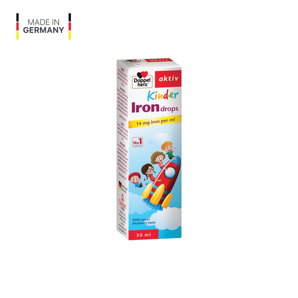 [TPCN Nhập Khẩu] Siro bổ sung muối sắt ngừa thiếu máu cho trẻ em và người lớn Doppelherz Kinder Iron Drops(Chai 30ml)