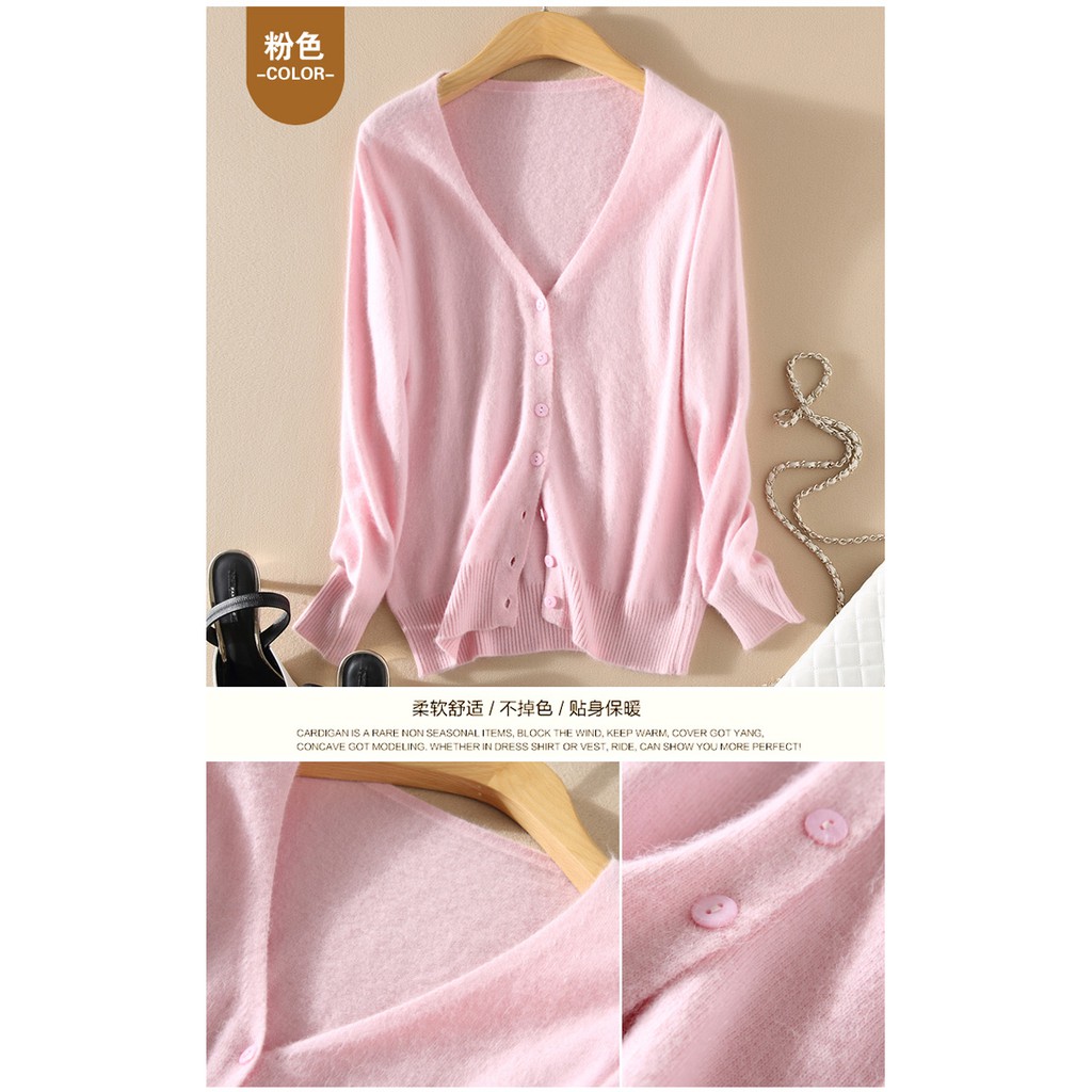 Áo Khoác Cardigan Dệt Kim Tay Dài Cổ Chữ V Size Lớn