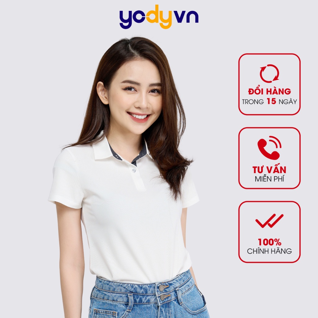 Áo phông polo nữ YODY phối nẹp vải vỏ hàu cổ đức kháng khuẩn khử mùi chống tia cực tím APN5000