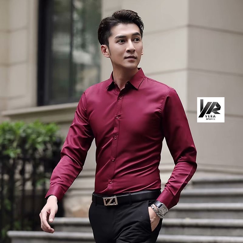 Áo sơ mi đen dài tay, cổ bẻ, vải lụa  co giãn, không nhăn,  xù  cao cấp Vera Shop - SML | WebRaoVat - webraovat.net.vn