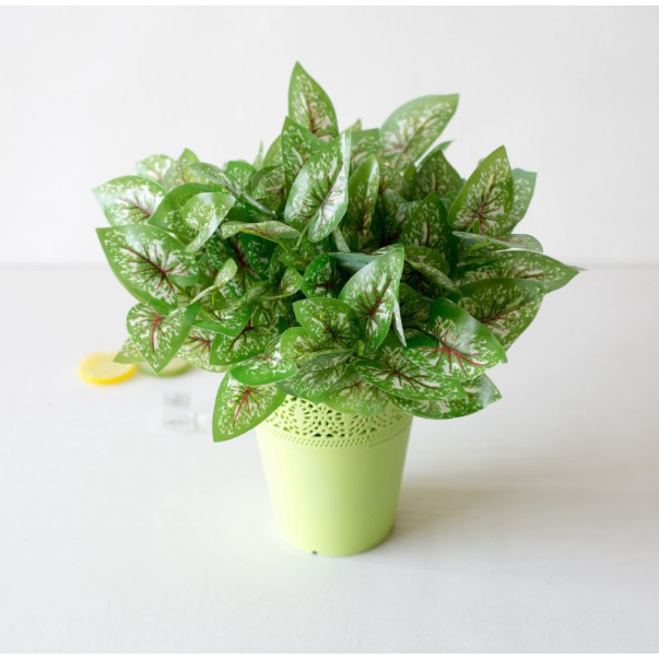 Cành Lá Môn Đốm Trắng 30cm - Lá giả Trang trí tường cỏ, hàng rào, cành điểm