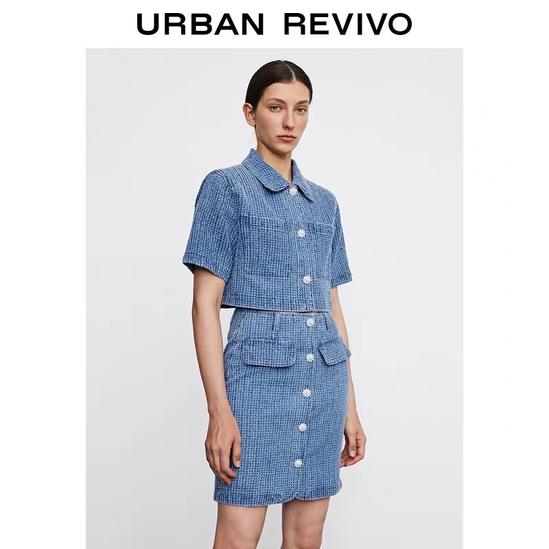 Chân váy dạ xanh Urban Revivo