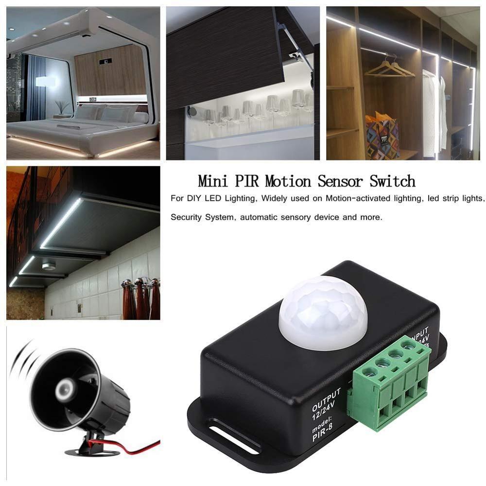 Công Tắc Đèn Cảm Biến Chuyển Động Hồng Ngoại PIR 12V 24V 8A Màu Trắng / Đen Tự Động