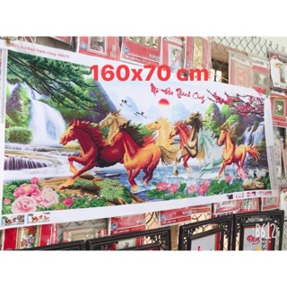 Tranh đính đá thành phẩm chưa khung khổ lớn mã đáo thành công ngựa