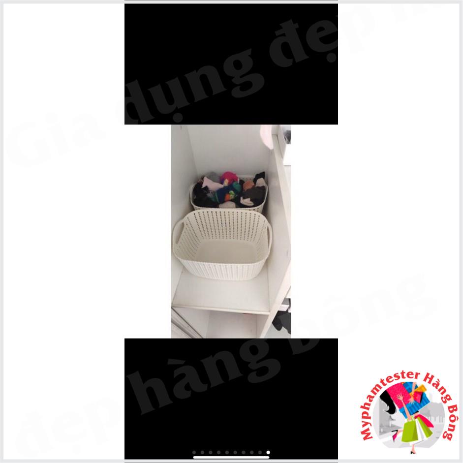 Rổ mây Đan bằng nhựa 3 cỡ phong cách Hàn quốc