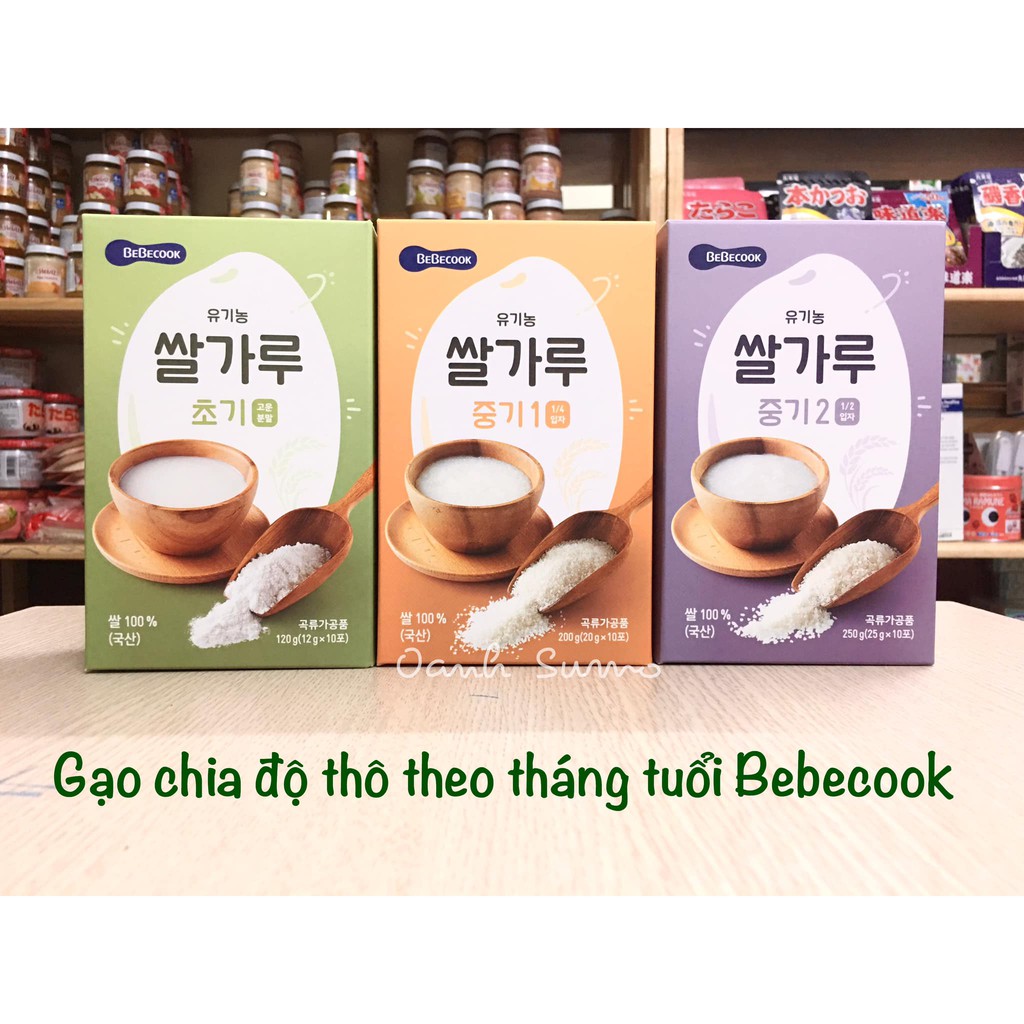 Gạo Bebecook Hữu cơ chia độ thô theo tháng tuổi Hàn Quốc