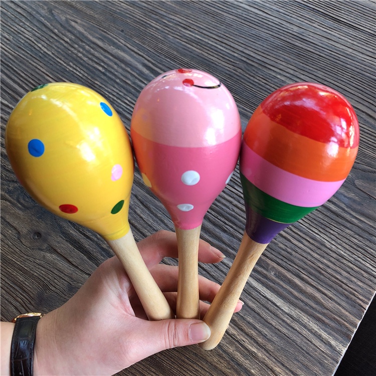 Lục Lạc Gỗ Đầu Tròn Cho Bé Loại To Xúc Xắc Gỗ Nhiều Màu Sắc Dễ Thương An Toàn LL16