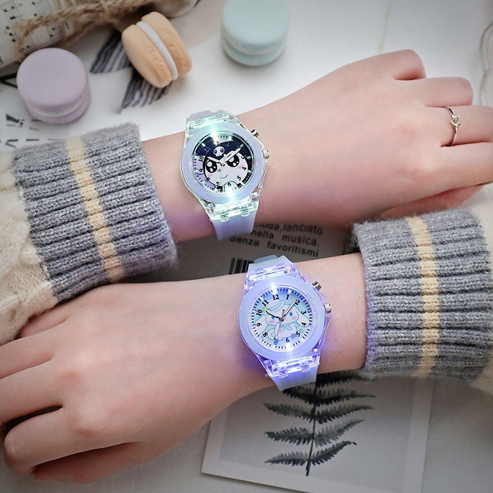 Đồng Hồ LED Điện Tử Dạ Quang Hình Anime QUINTON Kuromi Đáng Yêu Trang Trí Cho Trẻ Em