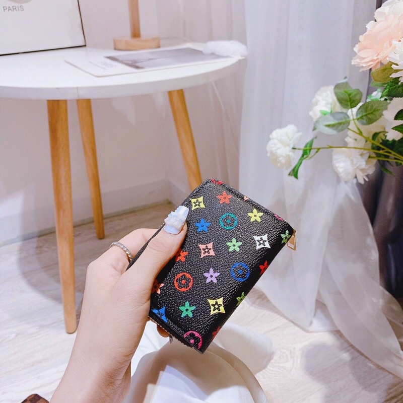 Ví nữ ngắn mini cầm tay da PU, nhỏ gọn bỏ vừa túi xách