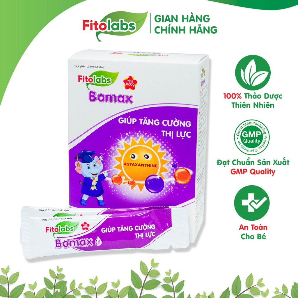 Bổ Mắt Cho Bé Fitolabs Bomax Bổ Sung Dưỡng Chất Giúp Hạn Chế Khô Và Mỏi Mắt, Tăng Cường Thị Lực Hộp 20 Gói FITO3