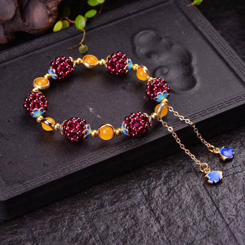 Vòng Tay Chuỗi Hạt Đá Garnet Tự Nhiên Nhiều Màu Sắc Cho Nữ