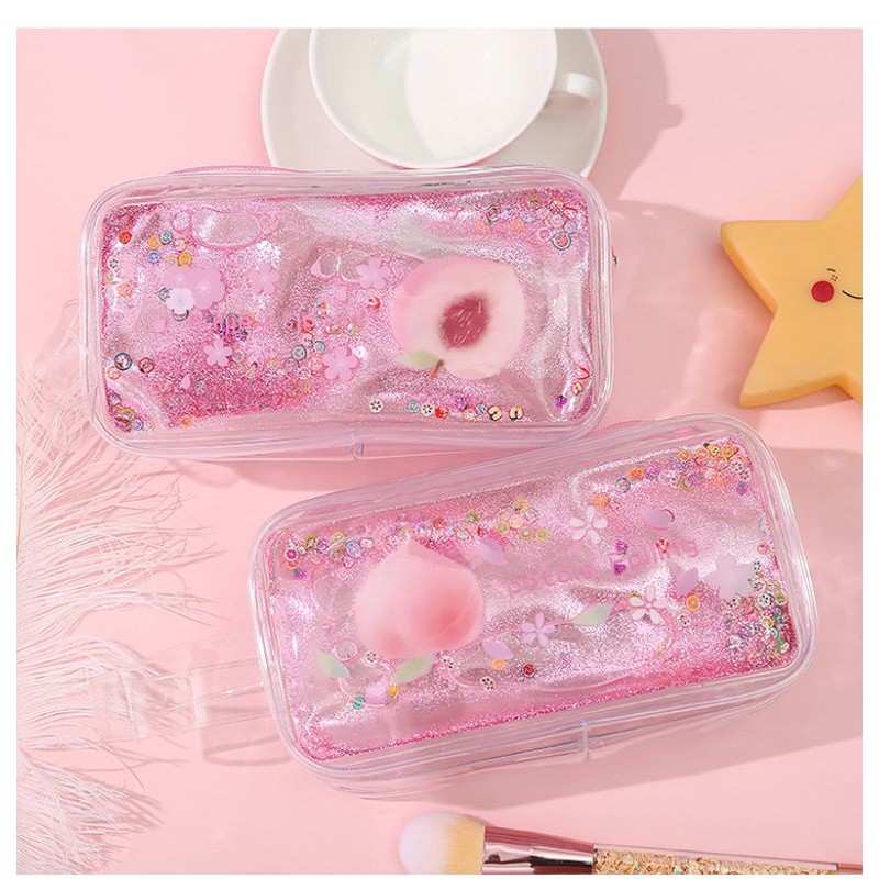 Hộp Bút Kim Tuyến Trong Suốt Hình Quả Đào Tươi.