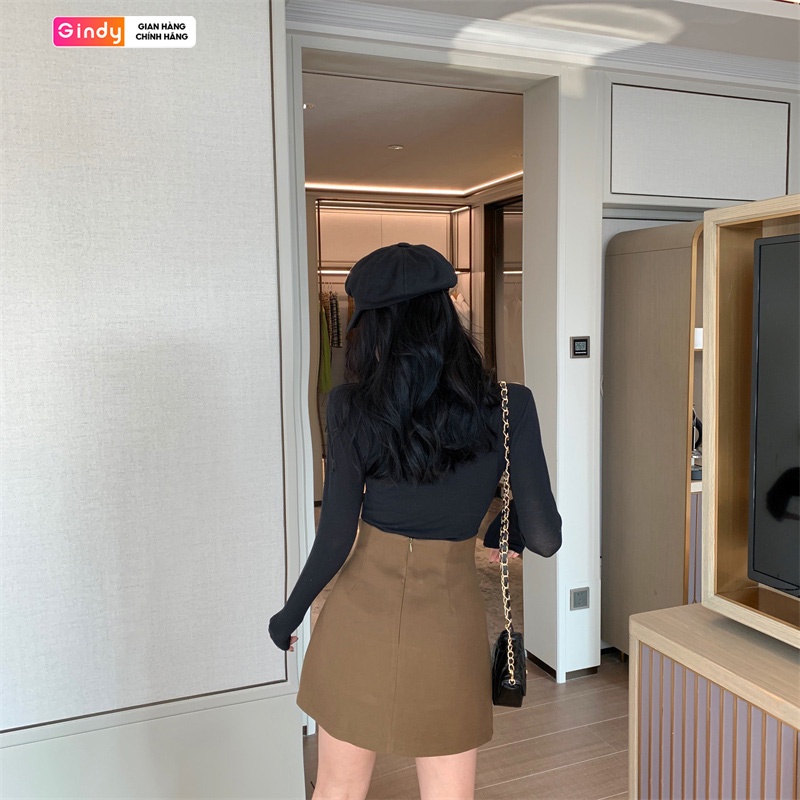 Chân váy nữ công sở chữ A GINDY dáng ngắn phối nơ xếp ly vạt lệch thời trang hàng thiết kế thời trang nữ V20021 | BigBuy360 - bigbuy360.vn
