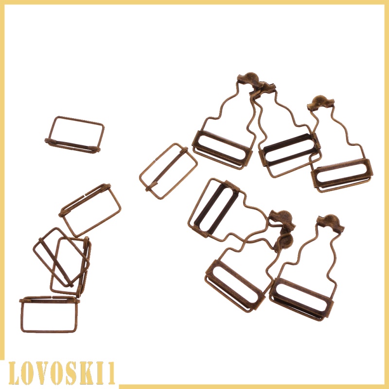 [LOVOSKI1]Set of 6 Bronze DIY Replacement Dungaree Fasteners Clips Buckles 27mm