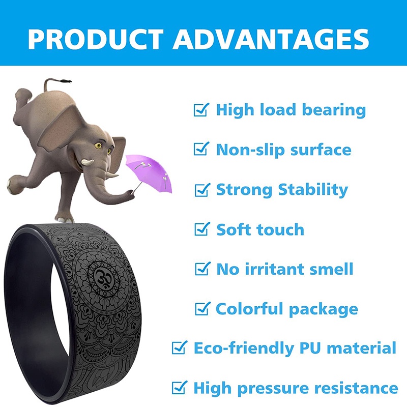 Vòng Tập YogaWheel Có Hoa Văn PU Cao Cấp 32x13cm