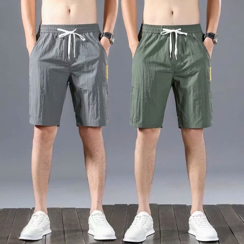 Quần Short Thể Thao Bằng Lụa Lạnh Siêu Mỏng Thoáng Khí Nhanh Khô Dáng Rộng Thời Trang Mùa Hè Cho Nam
