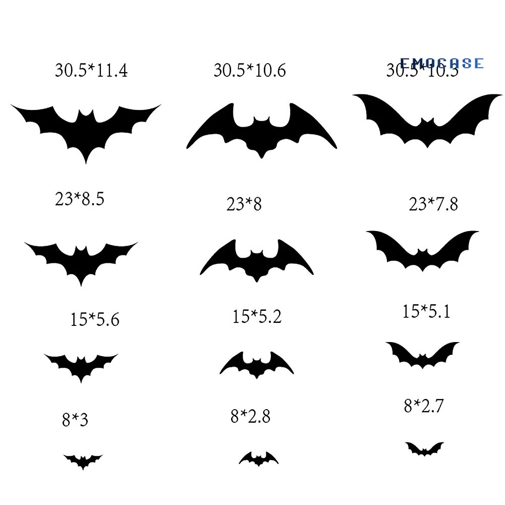 Set 12 Miếng Dán Tường Trang Trí Hình Dơi 3D Bằng PVC Tháo Được