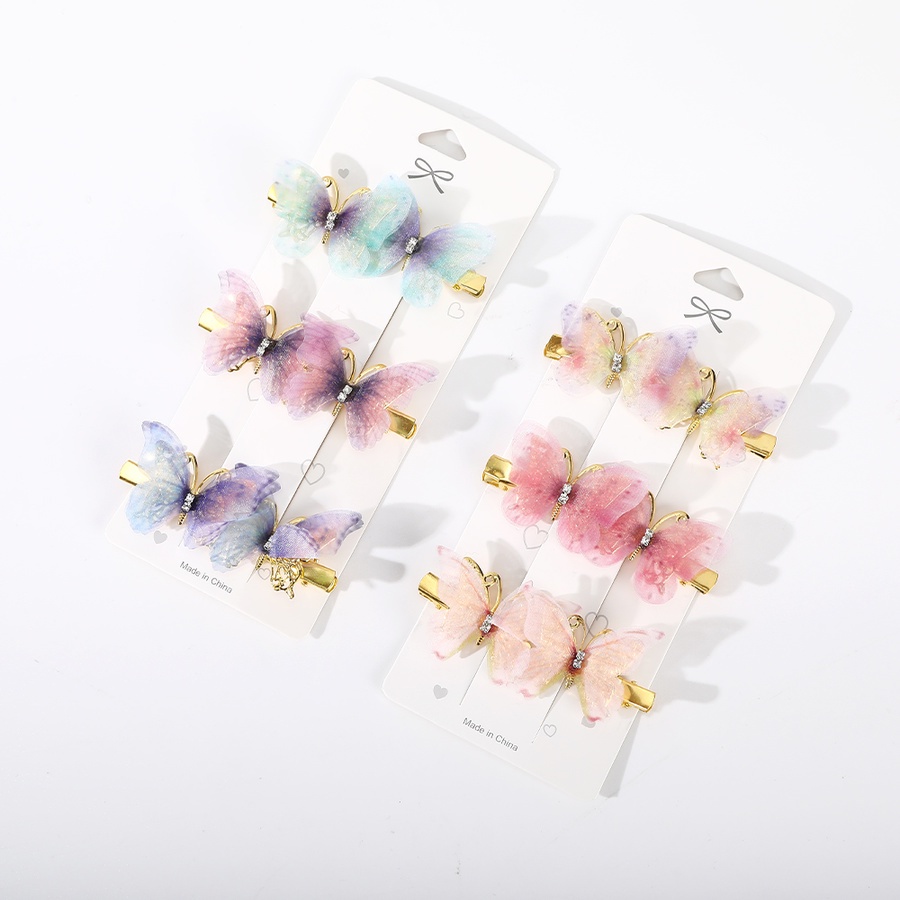 Set 2 Kẹp Tóc Tua Rua Hình Bướm Đính Đá Pha Lê Dễ Thương Dành Cho Nữ