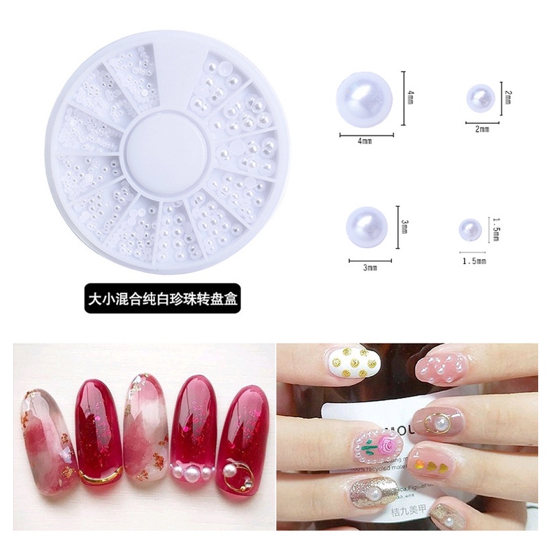 Phụ Kiện Đính Đá Trang Trí Móng Tay Chuyên Dụng Phụ Kiện Ngọc Trai Màu Trắng Đính Đá Trang