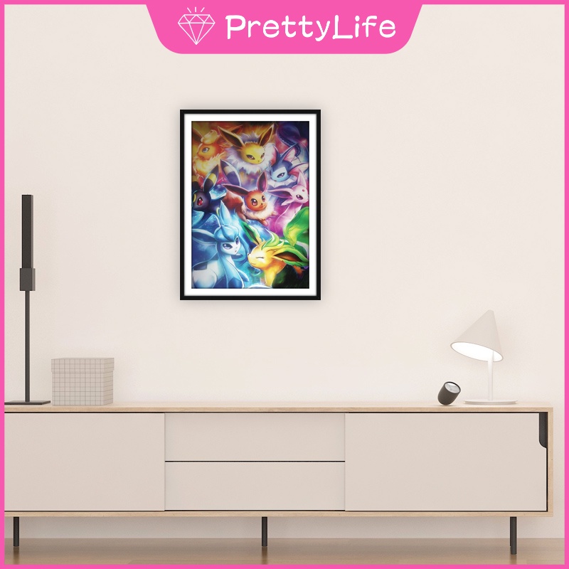 Bộ tranh đính đá 5D họa tiết hoạt hình Pokemon độc đáo kích thước 30x40cm DIY dùng trang trí