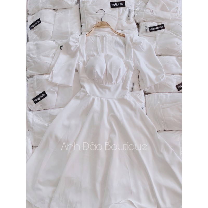 Đầm midi ngực xẻ kiểu tay lỡ bồng dự tiệc ,chụp kỉ yếu ,cưới hỏi (Video Chính Chủ) | BigBuy360 - bigbuy360.vn