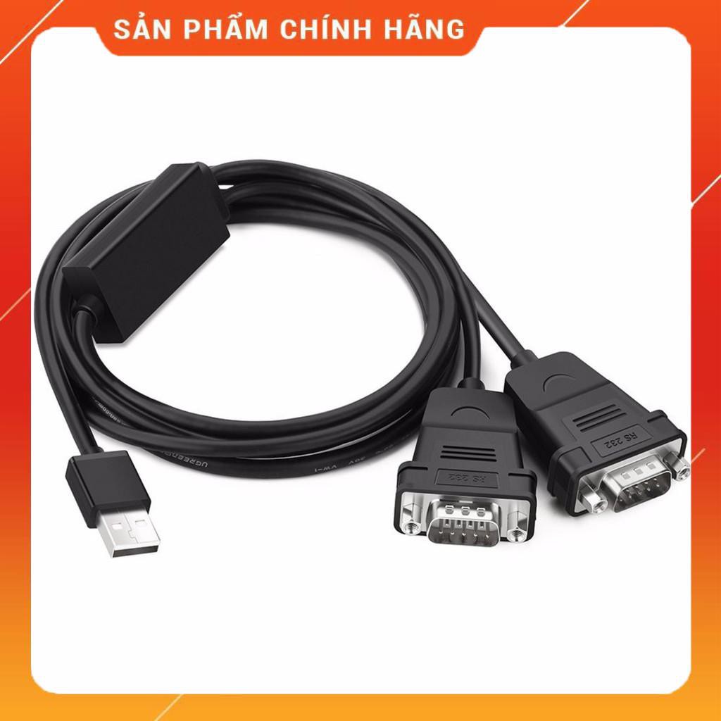 Cáp chuyển đổi USB 2.0 sang 2 đầu COM RS232 đực chuẩn DB9 dài 1.5m UGREEN 30769 dailyphukien