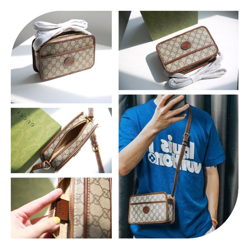 Túi đeo chéo G.C dáng unisex sz25cm quai da chỉnh độ ngắn dài fullbox nam châm