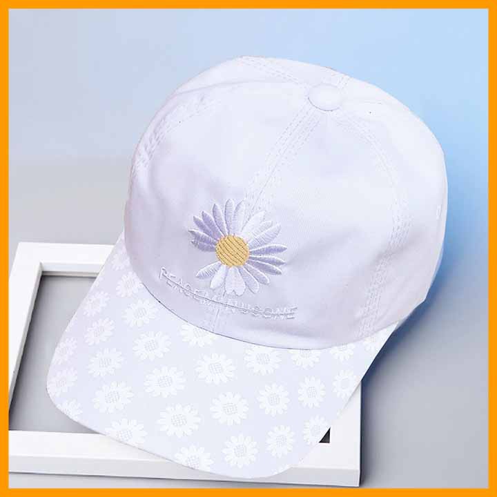 Mũ lưỡi trai hóa kim loại ⚡️ MỚI HÓT ⚡️ NÓN KẾT UNISEX THÊU HOA CÚC  ( hình thật )
