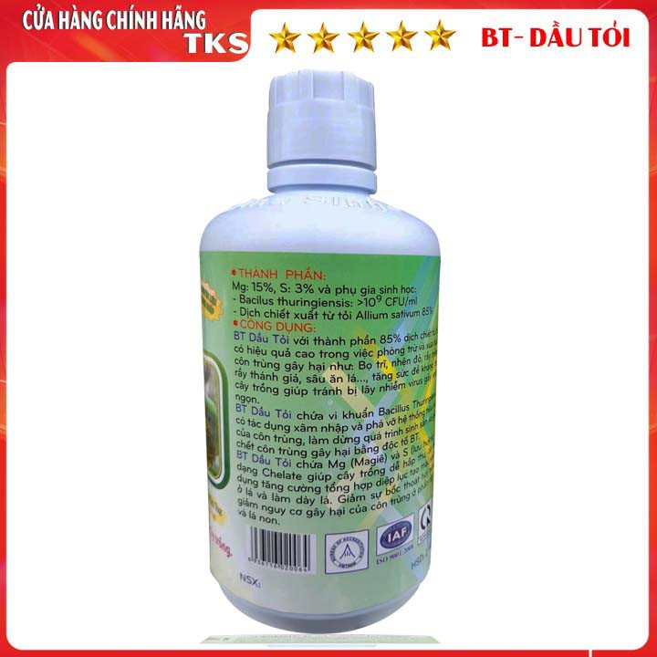 BT DẦU TỎI Chế Phẩm Phòng Trừ và Xua Đuổi Sâu Rầy Tăng Đề Kháng Cho Cây Trồng - CHAI 1 LÍT