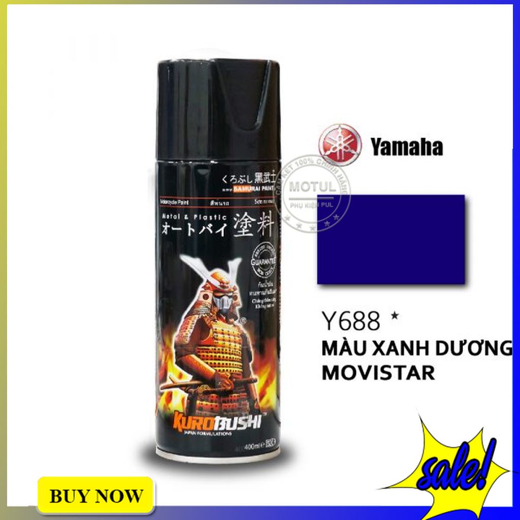 Combo 4 sơn xịt Samurai màu xanh dương movistar (gồm Y688 - UCH210 - 3/124 - K1K - Giấy nhám P800)