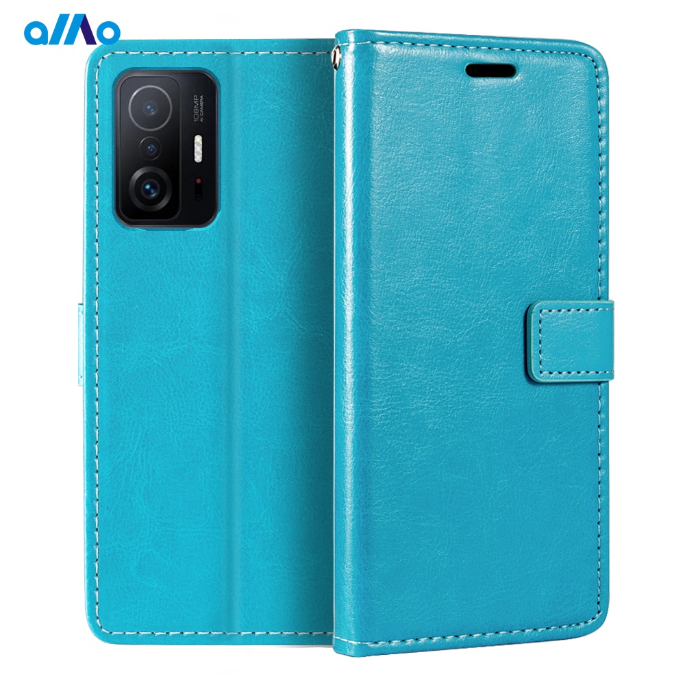 Bao da điện thoại PU nắp gập từ tính dạng ví có ngăn đựng thẻ kiêm giá đỡ cao cấp cho Xiaomi Mi 11T Pro