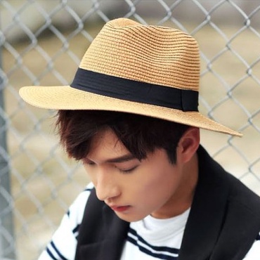 Mũ cói phớt nam - Fedora Black - vành rộng nơ đen